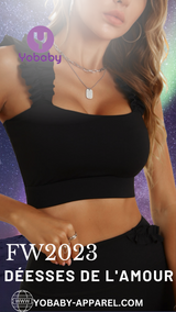 FW2023 Yobaby Apparel Ruffled goddess workout set - Midnight