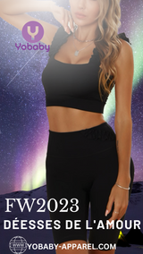 FW2023 Yobaby Apparel Ruffled goddess workout set - Midnight