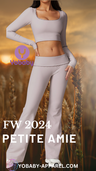 Yobaby Apparel FW 2024 Petite Amie - Beige long sleeves and flare pants set