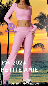Yobaby Apparel FW 2024 Petite Amie - Babe Pink long sleeves and flare pants set