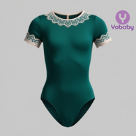 Pre-order Adult Short sleeves leotard with lace in Dark Green - (TM-12)