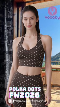 FW2026 Yobaby Apparel Polka Dots workout set - burgundy