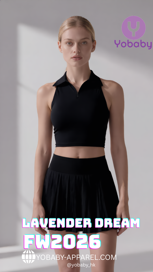 Yobaby Apparel FW 2026 Lavender Dream Tennis Skirt - Black