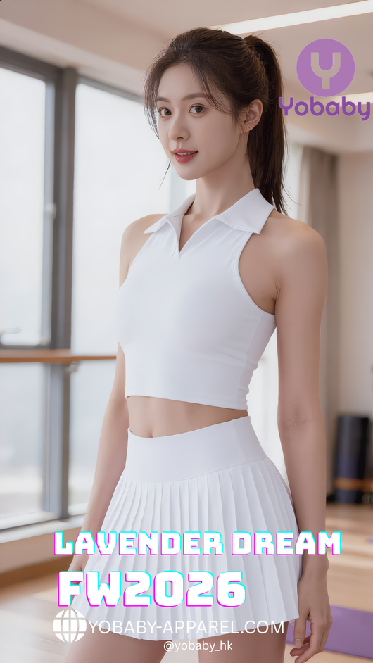 Yobaby Apparel FW 2026 Lavender Dream Tennis Skirt - White