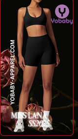 Yobaby Apparel SS 2025 Miss Lana - BlissCool High Rise Shorts and bralette set in Black