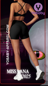 Yobaby Apparel SS 2025 Miss Lana - BlissCool High Rise Shorts and bralette set in Black