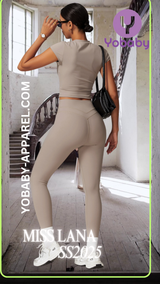 Yobaby Apparel SS 2025 Miss Lana - BlissCool High Rise Leggings and Tee set in Cream