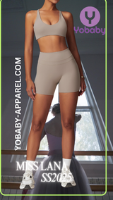 Yobaby Apparel SS 2025 Miss Lana - BlissCool High Rise Shorts and Bralette set in Cream