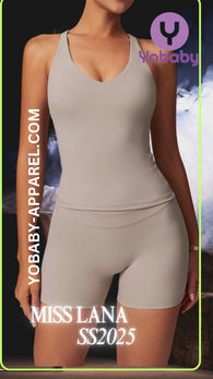 Yobaby Apparel SS 2025 Miss Lana - BlissCool High Rise Shorts and Crop set in Cream