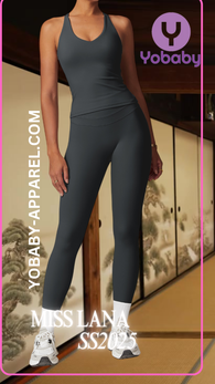 Yobaby Apparel SS 2025 Miss Lana - BlissCool High Rise Leggings and Crop set in Dark Grey