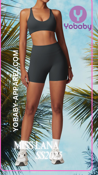 Yobaby Apparel SS 2025 Miss Lana - BlissCool High Rise Shorts and Bralette set in Dark Grey