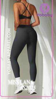 Yobaby Apparel SS 2025 Miss Lana - BlissCool High Rise Leggings and Bralette set in Dark Grey