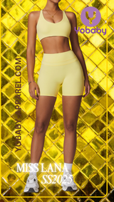 Yobaby Apparel SS 2025 Miss Lana - BlissCool High Rise shorts and Bralette set in pastel yellow