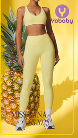 Yobaby Apparel SS 2025 Miss Lana - BlissCool High Rise leggings and Bralette set in pastel yellow