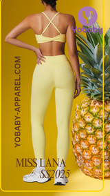 Yobaby Apparel SS 2025 Miss Lana - BlissCool High Rise leggings and Bralette set in pastel yellow