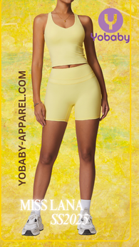 Yobaby Apparel SS 2025 Miss Lana - BlissCool High Rise shorts and crop set in pastel yellow