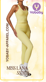 Yobaby Apparel SS 2025 Miss Lana - BlissCool High Rise leggings and crop set in pastel yellow